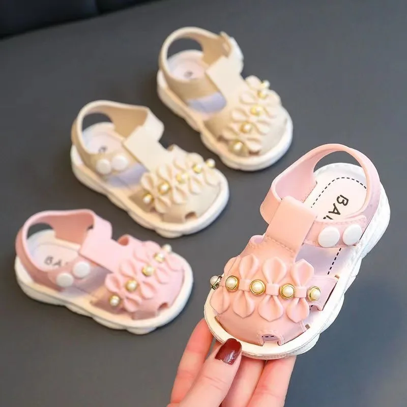 Cute Bow Infant Children Sandals Summer Solid PVC Beach Shoes For Toddler Kids Soft Sole Comfortable Casual Baby Girls Sandals