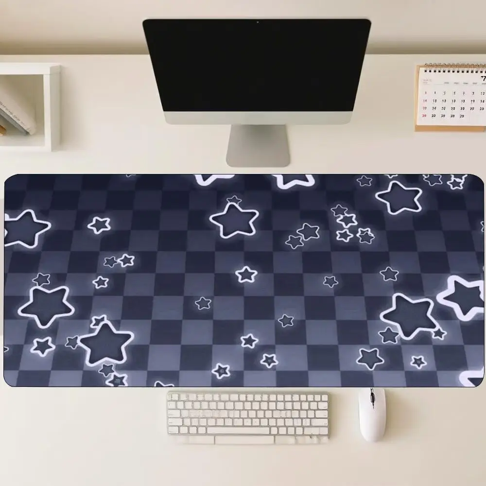 XXL Gaming Mouse Pad Purple Gradient White Star Dots Desk Mat Non Slip Locked Edge Keyboard Pad for Gamer Home Office Setup