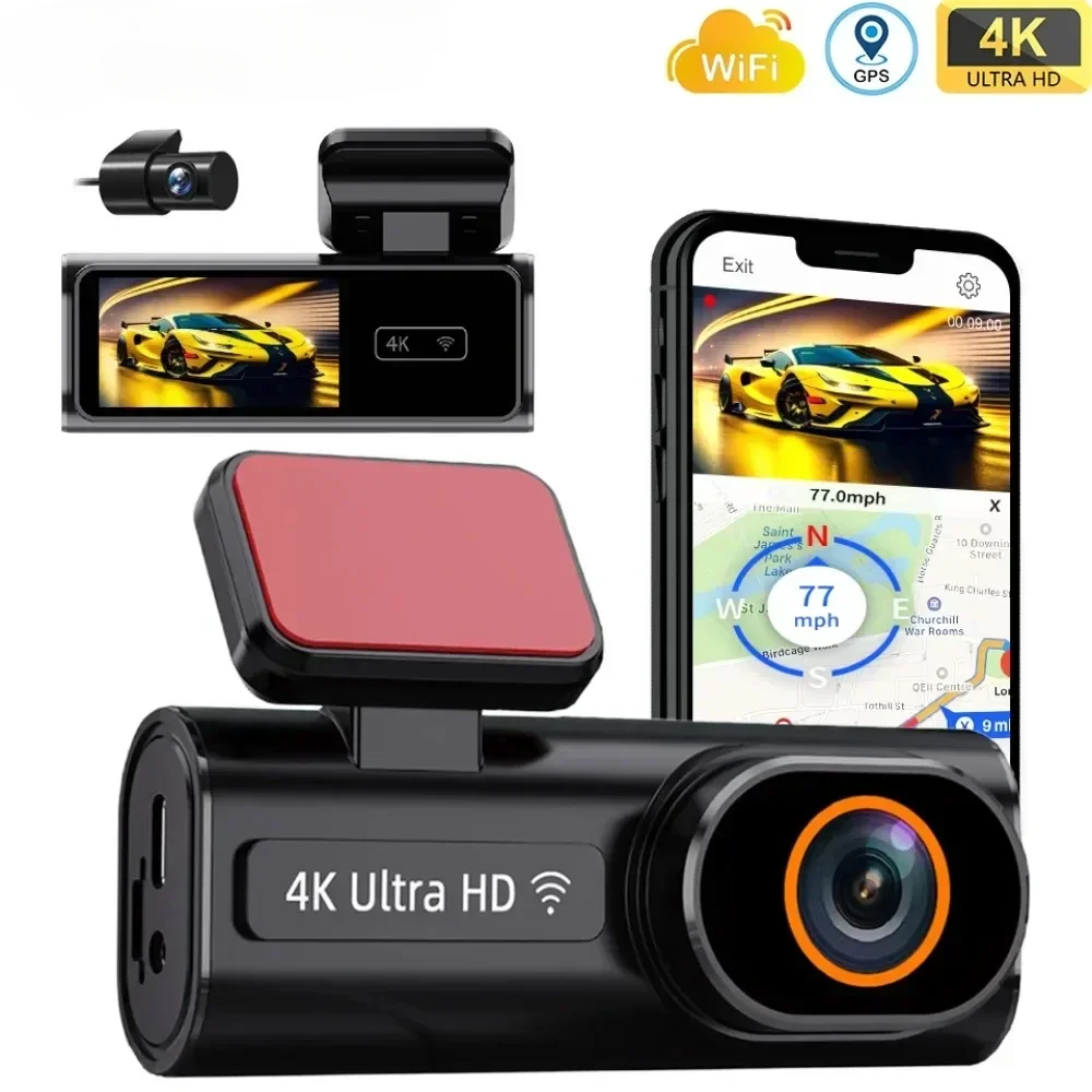 

4K WIFI Dash Cam Mini CAR DVR Front OR Rear Dual Lens With1080P Black Box Room Night Vision Camera Parking car accessories