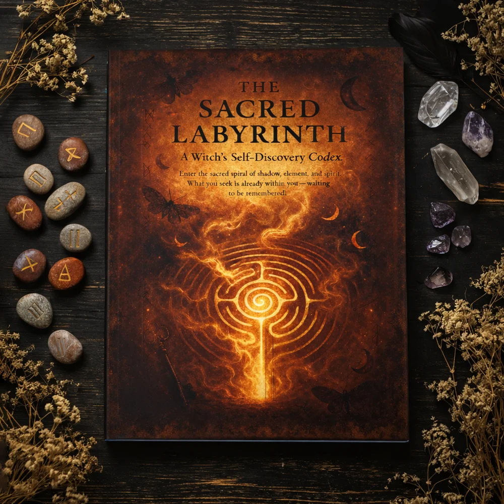 Das Heilige Labyrinth „A Witch's Self-Discovery Codex erkunden 74 Seiten Mystieal Self-Diseovery Shadow Work Grimoire Growth Work“.