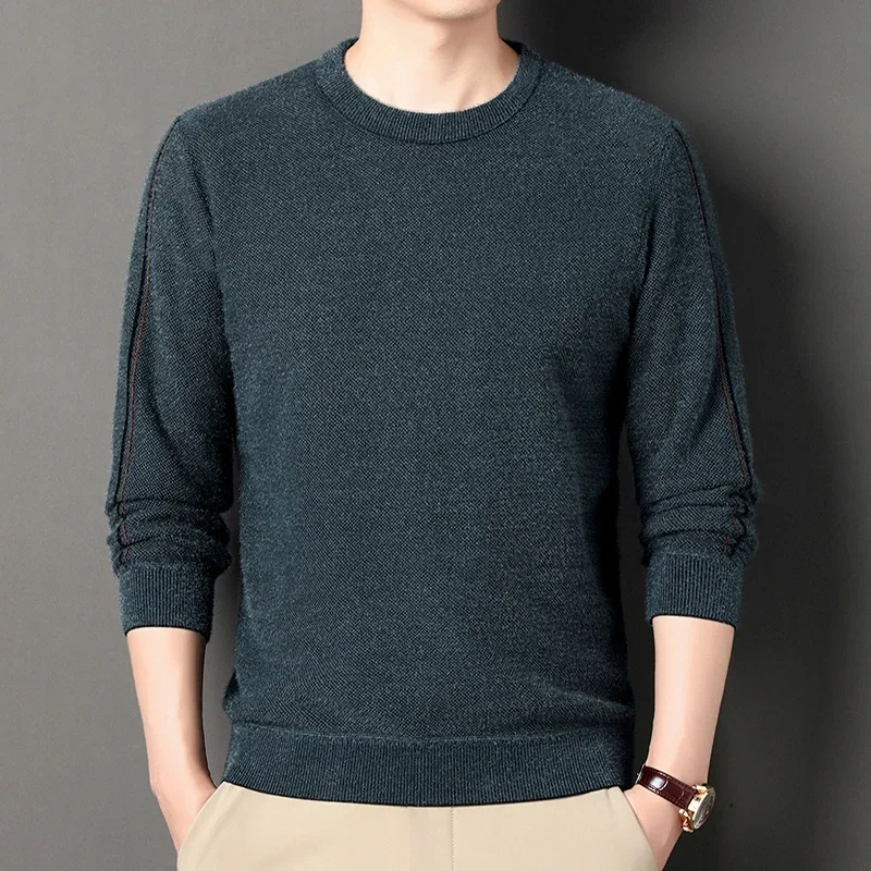 

Men's Autumn and Winter New Round Neck Solid Color Fashion Versatile Comfortable Casual Knitwear Sweater
