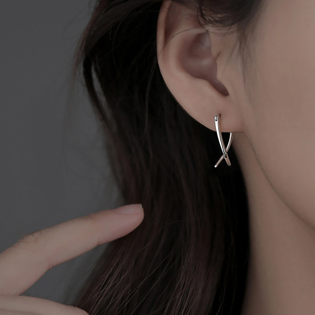 1 Pair Sliver Color  Simply Earrings Unique Geometry Earrings For Women Gift Earings Fashion Jewelry Korean  Earrings image 4