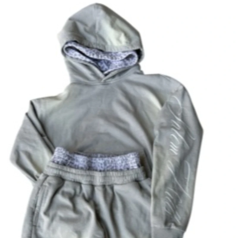 2025 European and American new long sleeved pullover hooded sweatshirt sports pants set punk print y2k street fashion streetwear