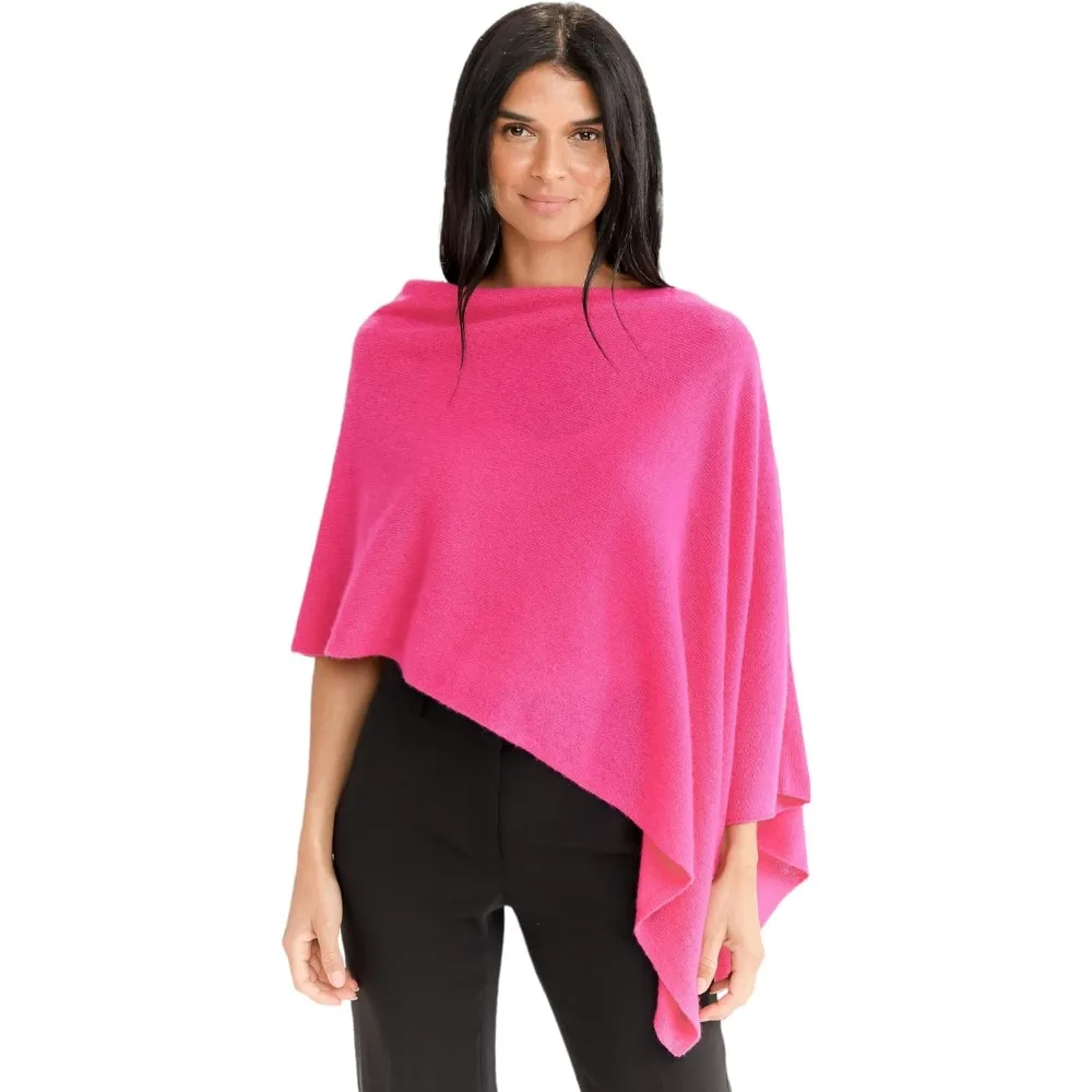 100% 캐시미어 랩 드레스 토퍼 판초 - 여성용 고급스러운 드레이프 캐시미어 커버업