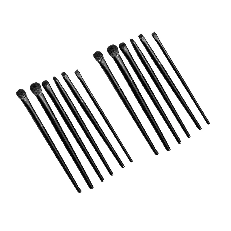Kit de brochas de maquillaje de ojos, 12 Uds., color negro, sombra de ojos, contorno de cejas, delineador de ojos, pelo de fibra sintética, mango cómodo, regalo para esposa y madre