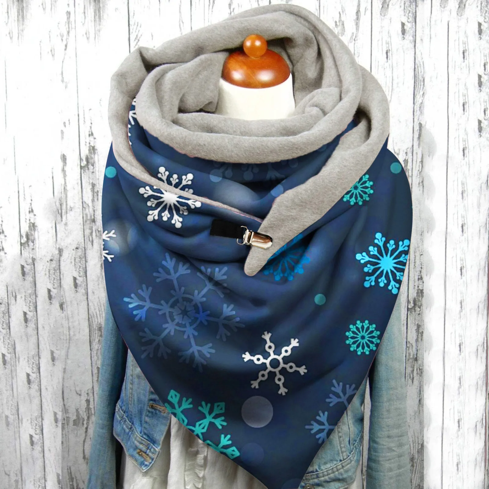 Scarves Fashion Button Snowflake Winter Wrap Print Soft Casual Women Shawls Warm Scarf Scarf Ladies