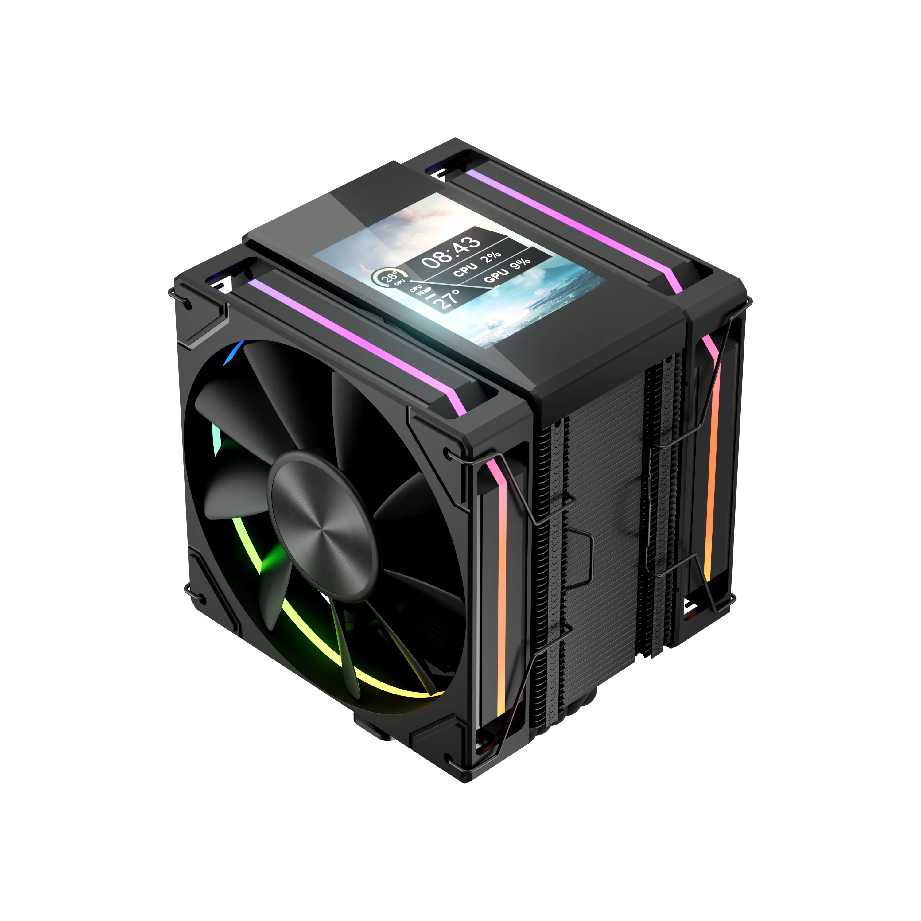 Power Train X-GAMERX MK8 Tower CPU Cooler LCD Screen Dual Fan 6