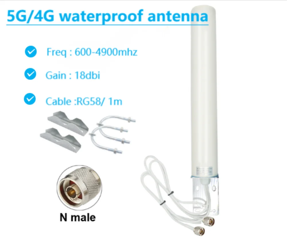 Imagem -04 - Antena de Cabo Duplo Impermeável para Rede sem Fio Signal Enhance Wi-fi Roteador Gsm Omni Lora ao ar Livre 5g 4g Lte 18dbi