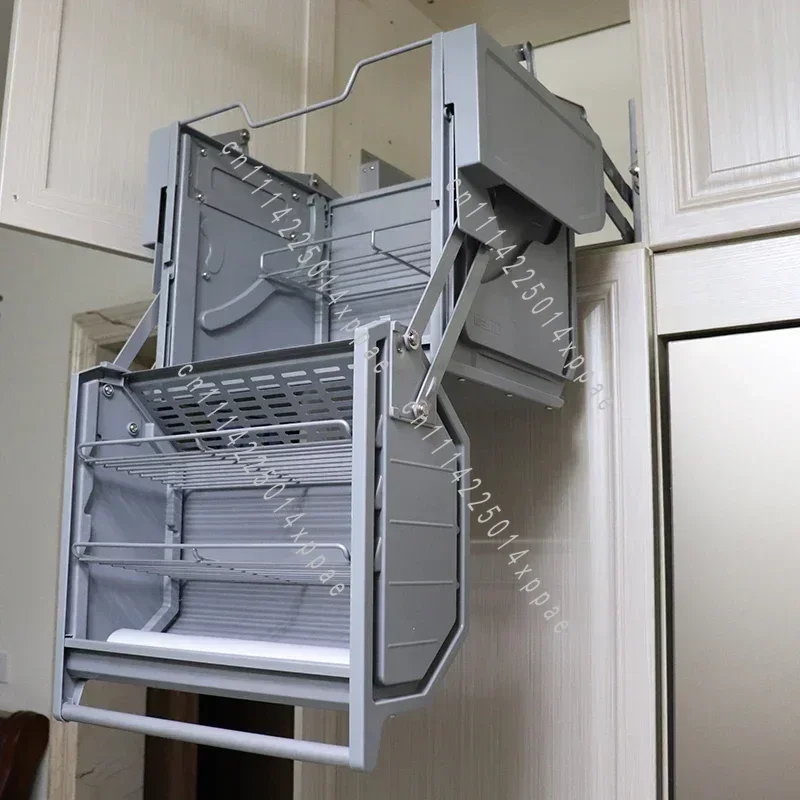 Double Pull Down Basket Kitchen Cabinet Accessories Pantry Organizer Magic Collector
