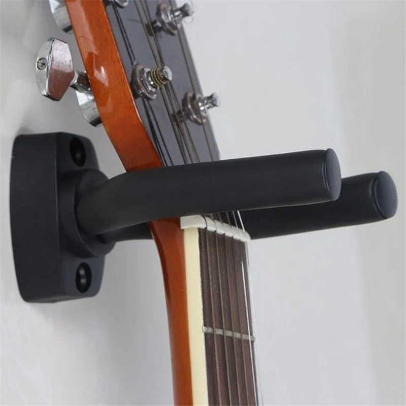 Guitar Wall Mount Hanger Hook Acoustic Electric Bass Guitar Wall Hook Hanger Black Metal Holder Hanger 1 Pack
