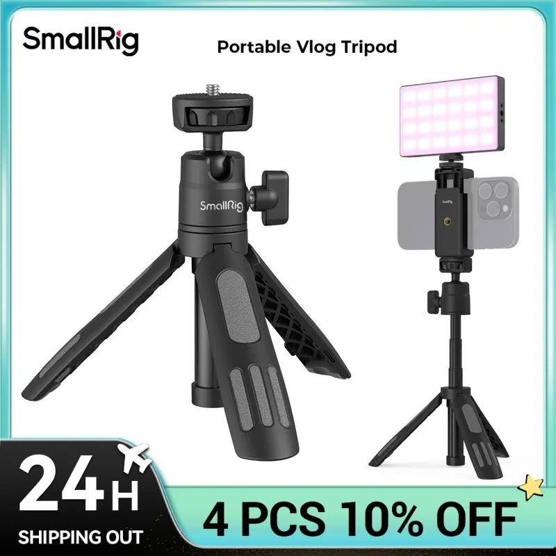 SmallRig Vigor Black Vlog Kit Compact and Stretchable with Tripod Grip Selfie Stick Mode for Multiple Scenarios Table Tripod