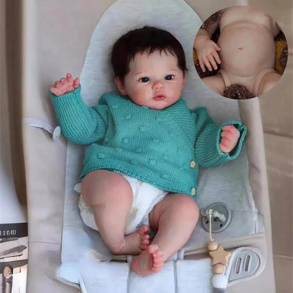 

Realistic Reborn Baby Doll 48cm Soft Silicone Full Body Girl Look Real Newborn Bebe Rooted Hair Visible Veins Kids Doll Toy Gift