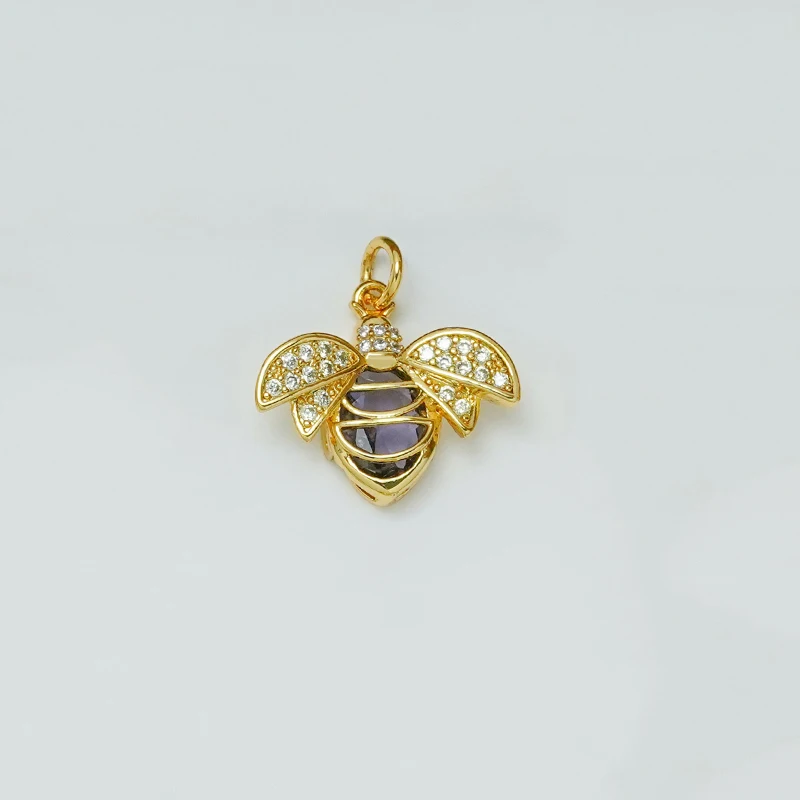 4 Pcs Pave Inlay Zircon Bee Ladybug Insect Pendant Diy Necklace Bracelet Making Supplies Copper Gold Plated Jewelry Accessories