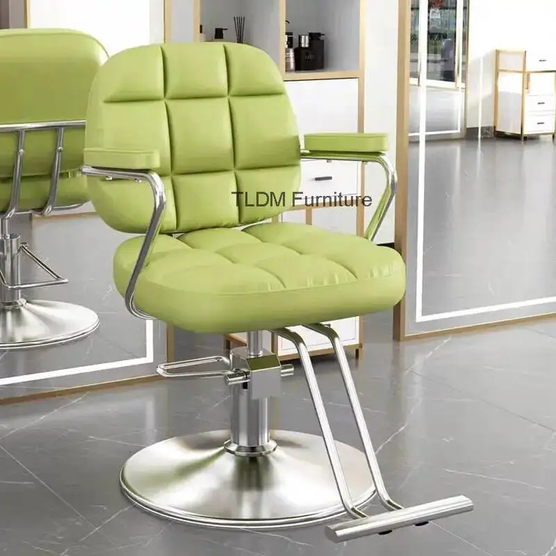 Rolling Barber Furniture Chair Soft Adjustable Relax Elegant Light Chair Minimalist Backrest Salon Luxury Barber Chaise XYBC