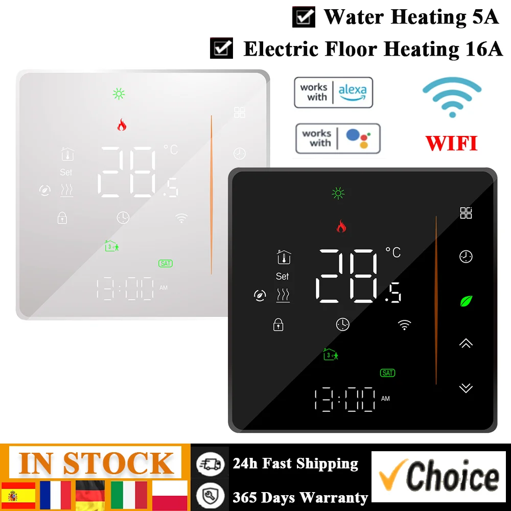 WIFI Digital Intelligent Temperature Controller Water Heating 5A /Electric Floor Heating 16A Thermostat for Alexa Google Home