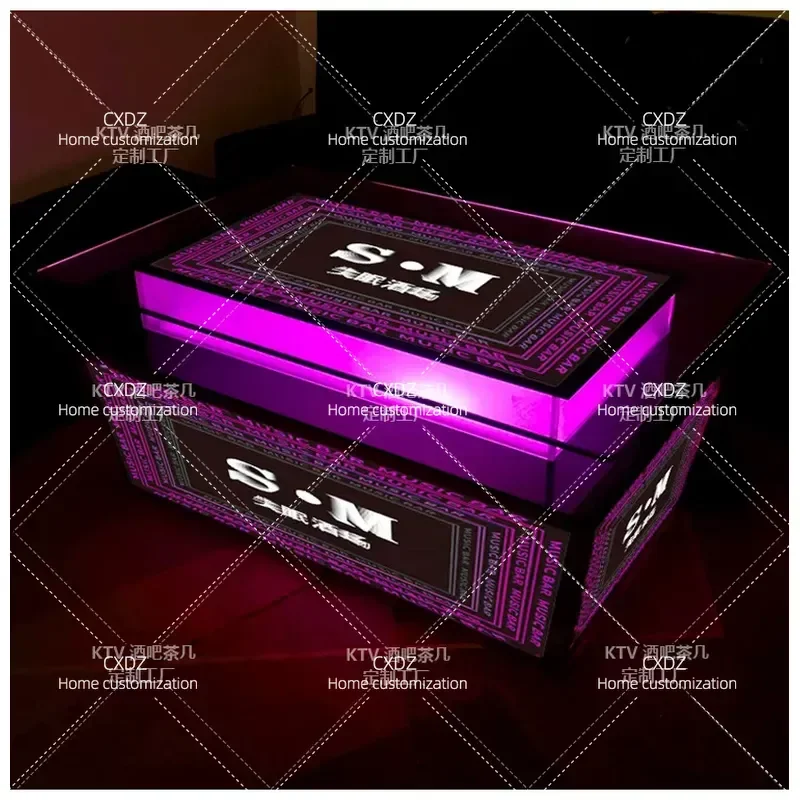Customizable Luminous Coffee Table with 3D Colorful LED Lights Modern Bar Table for Home Lounge and Entertainment Spaces