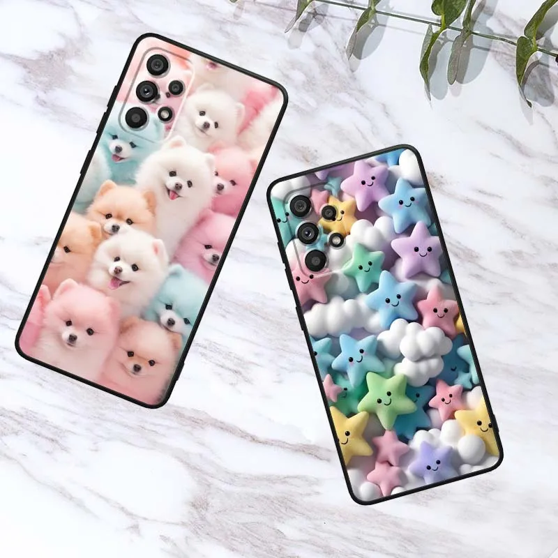 Cartoon Animals Cute Phone Case For Samsung A73 A72 A71 A55 A54 A53 A52 A51 A13 A22 A16 A15 A12 A14 A26 A07 5G Black view 3