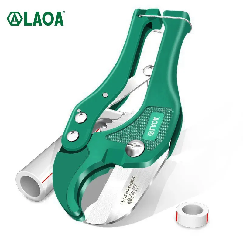 LAOA 42mm Pipe Cutter Aluminum Alloy Tube Cutting PPR Pipe Tube Cutter 5CR13 Blade PVC/CPVC Ratchet Scissors Hand Tools