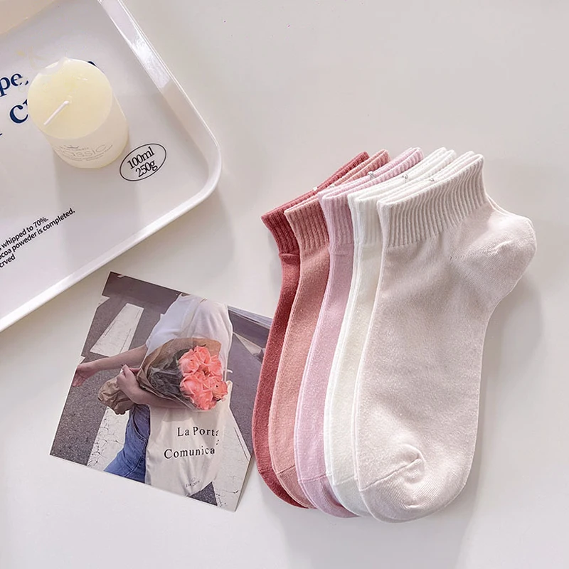 10 Paar einfarbige, einfache Socken für Jugendliche, bequeme, niedrig geschnittene Socken für Mädchen, atmungsaktive, weiche kurze Socken, geeignet für – Detail 4