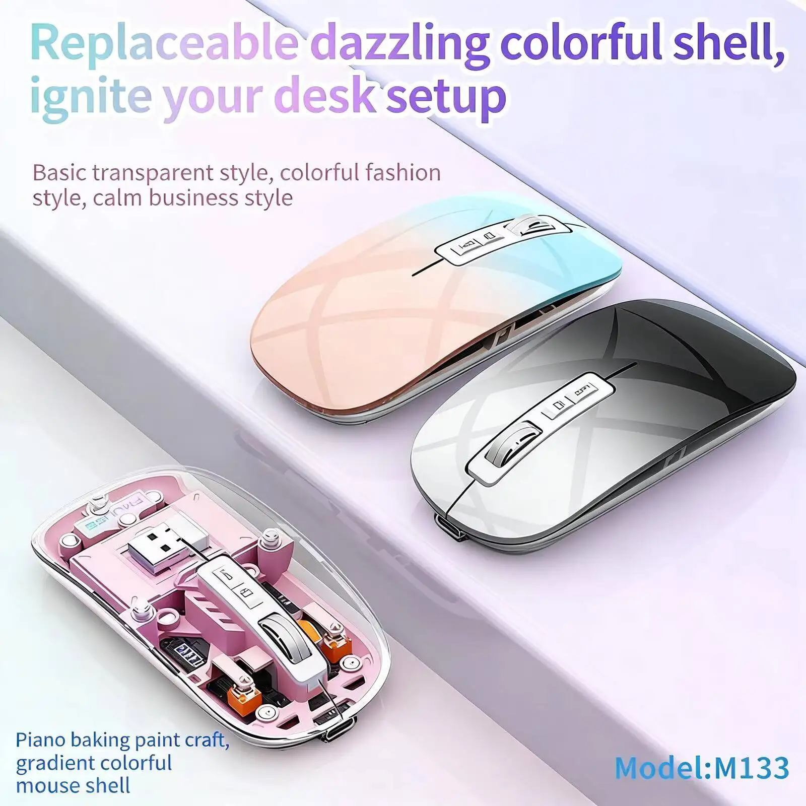 

Милая беспроводная мышь с двумя режимами работы (2.4G+Bluetooth), градиентным цветом, сменной магнитной крышкой, перезаряжаемая, миниатюрная, бесшумная, для ПК и ноутбуков