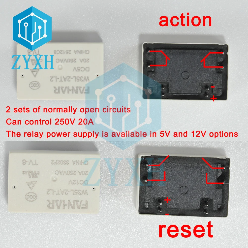 Relé de Trava Magnética, HFE39, Dedicado para Casa Inteligente, Iluminação Inteligente, 5V, 12V, 8 Pin, 20A