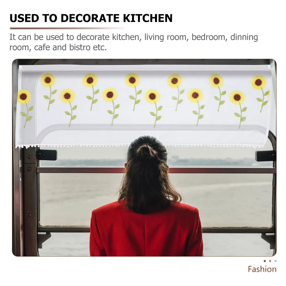 

1Pcs Sunflower Fresh Short Curtain Decorative Home Window Drape White Simple Style Romantic Window Curtain