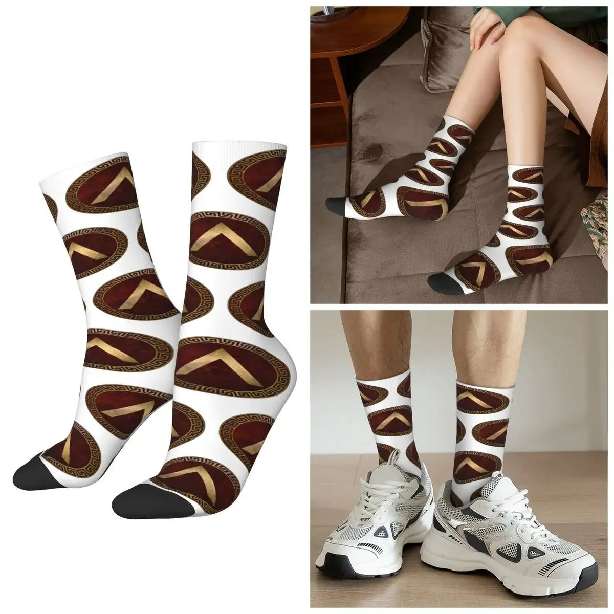 

All Seasons Lacedaemonian Lambda Ancient Spartan Shield Socks Crew Socks Funny Stockings for Men Women Valentine's Day Gifts