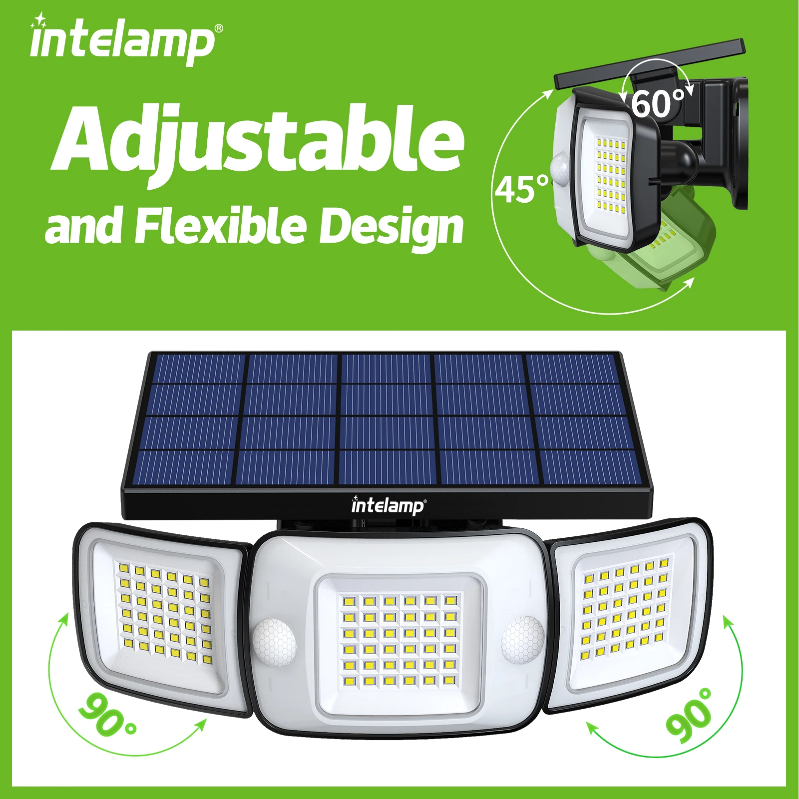 Luz exterior solar inteligente com sensor de movimento, parede impermeável, brilhante, lâmpada de rua, jardim, quintal, caminho, garagem, escadas,