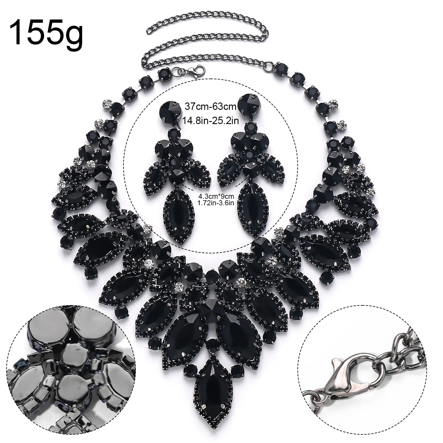 Stonefans New Rhinestone Drop Necklace Earrings Set for Women Party Accessories Exaggerated Crystal Large Jewelry Sets Luxury