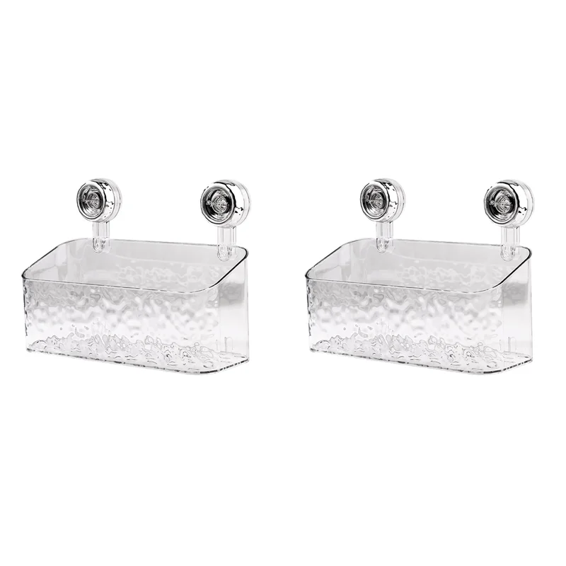 

AT63-2PCS Rotating Suction Cup Storage Rack Bathroom Non Perforated Wall Mounted Organizing And Storage Box Transparent,L
