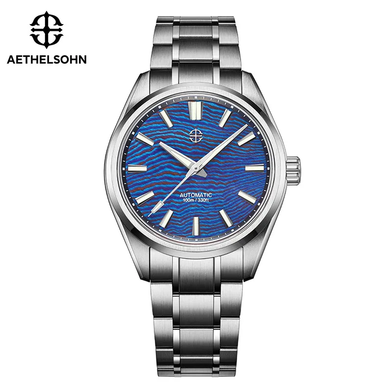 AETHELSOHN Blue Shard Men Watch Automatic Mechanical Sapphire Crystal Luminous Fashion Business 316L Stainless Steel Wristwatch