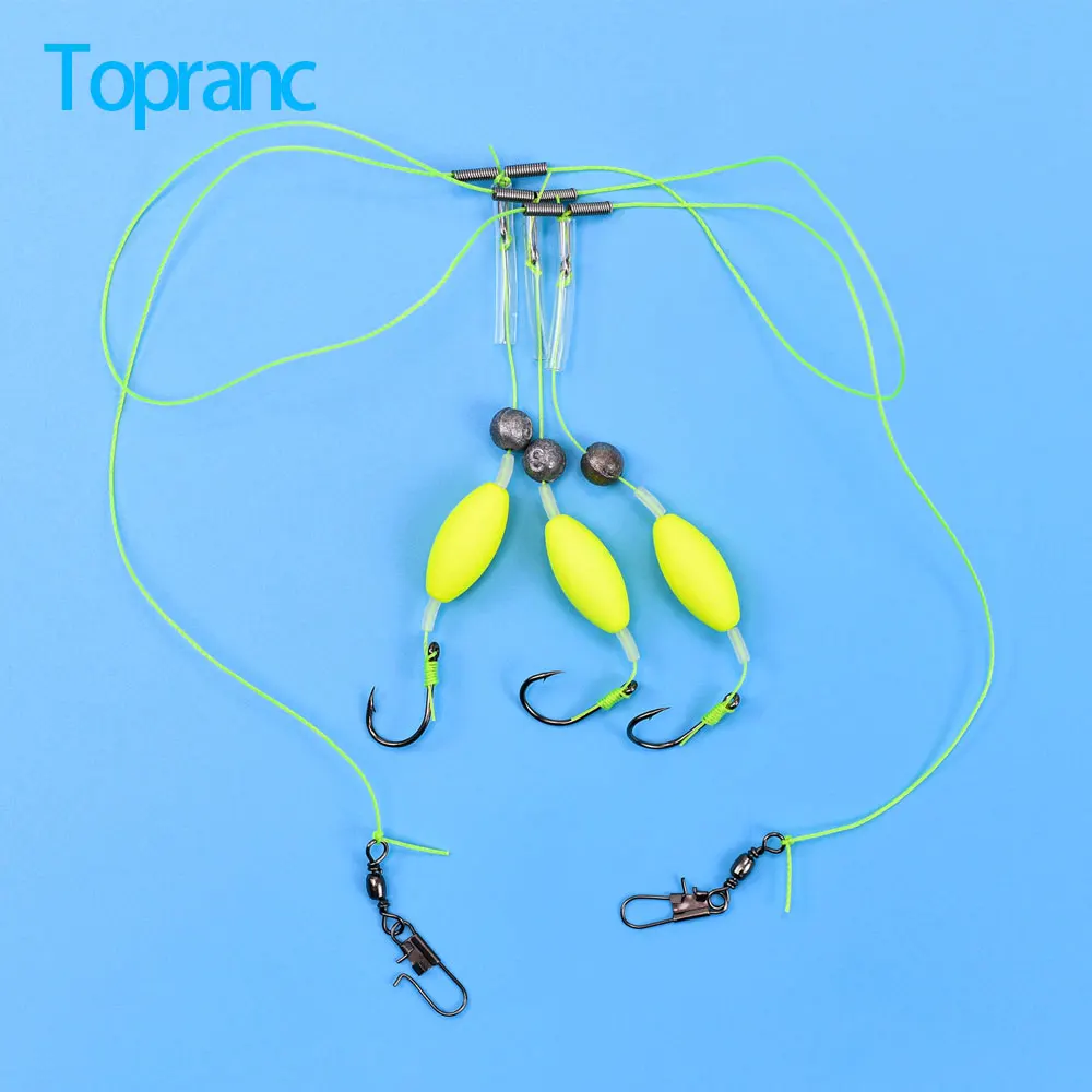 Topranc 2er-Set Reverse Off-Bottom Fishing Three Hook Jig Anti-Tangle Split Fishing Lure Line Hook Group mit Mais-Weichköder