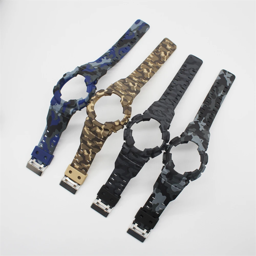 Camouflage Integrated set Bezel and Strap for Casio G-SHOCK GA100 GA110 GA120 GA140 Watchband Waterproof Watch Band