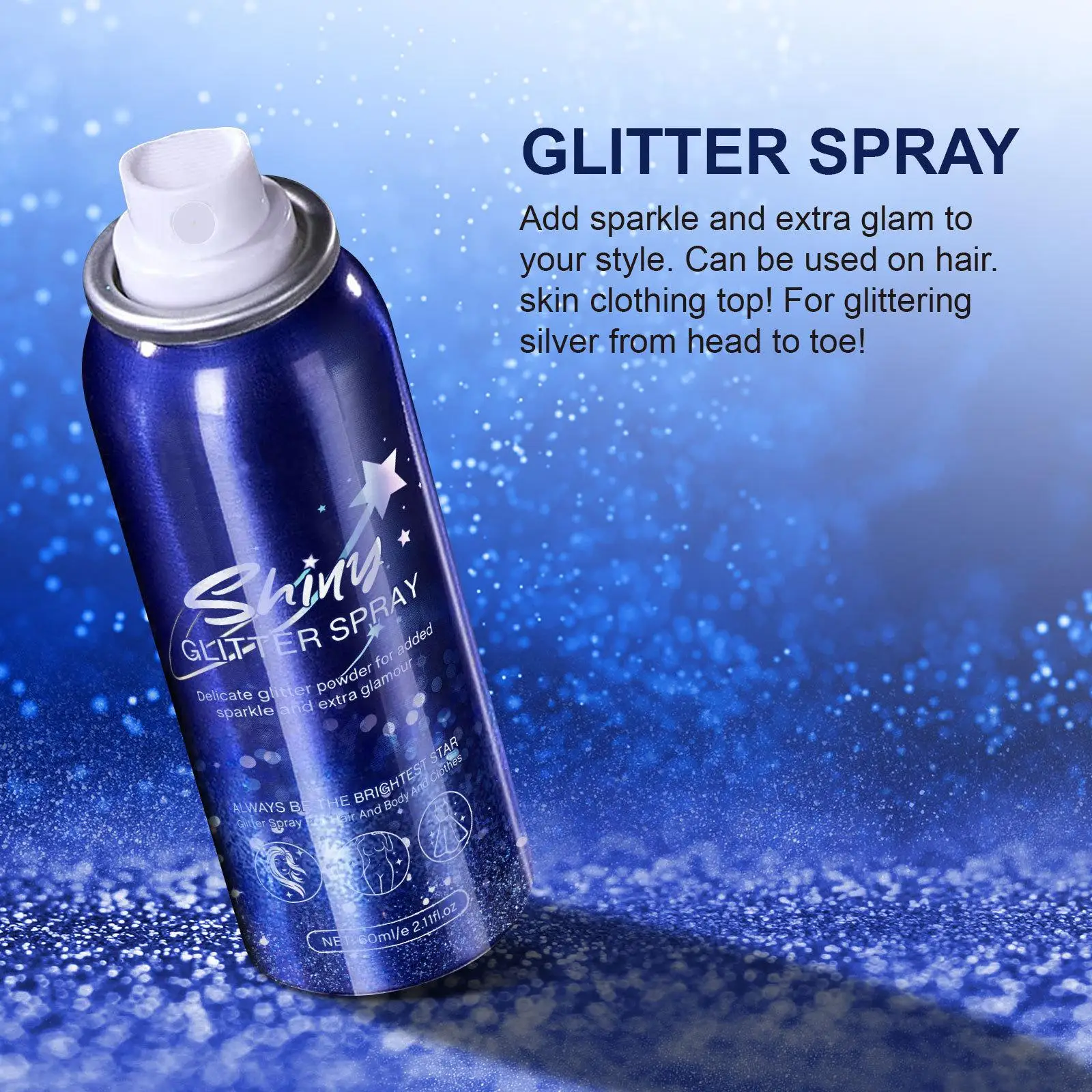 Body Glitter Spray 60ml Glitter Hairspray for Sparkle Body Home Party Clubs