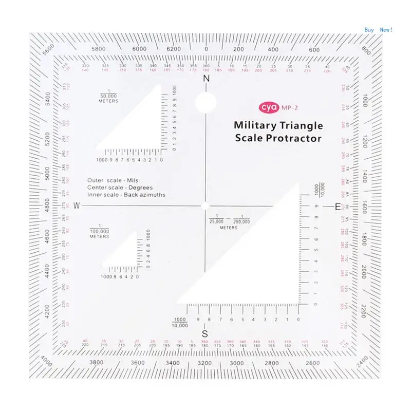 5x5'' Military MGRS Coordinate Scale Map Reading and Land Navigation Topographical Map Scale Protractor 3 Kinds of Scale