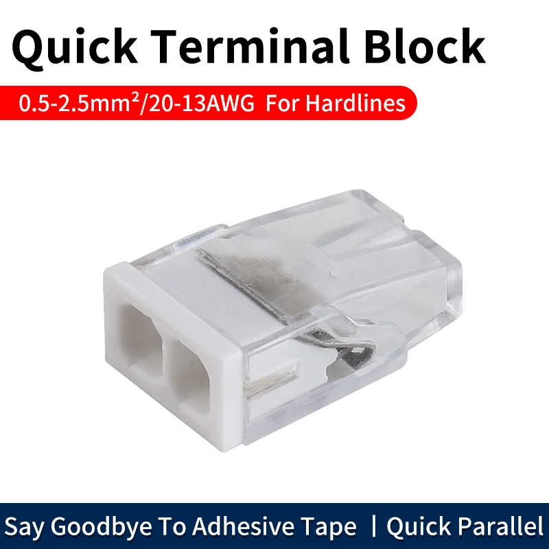 10 Pcs CMK20 Mini Quick Wiring Cable Connector 2 Pins Conductor Push-In Terminal Block Hard Tiny Electrical Fast Lighting Wiring