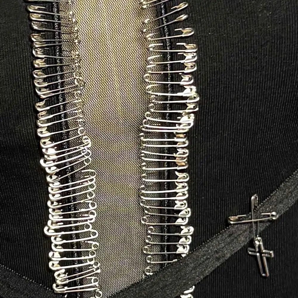 E-Girls Harajuku Teen Gothic Tank Goth Eco Vintage Cross Grunge Y2K TOPS Club Wear Pin Street Wear Glitch Core 90s Emo Punk Rock