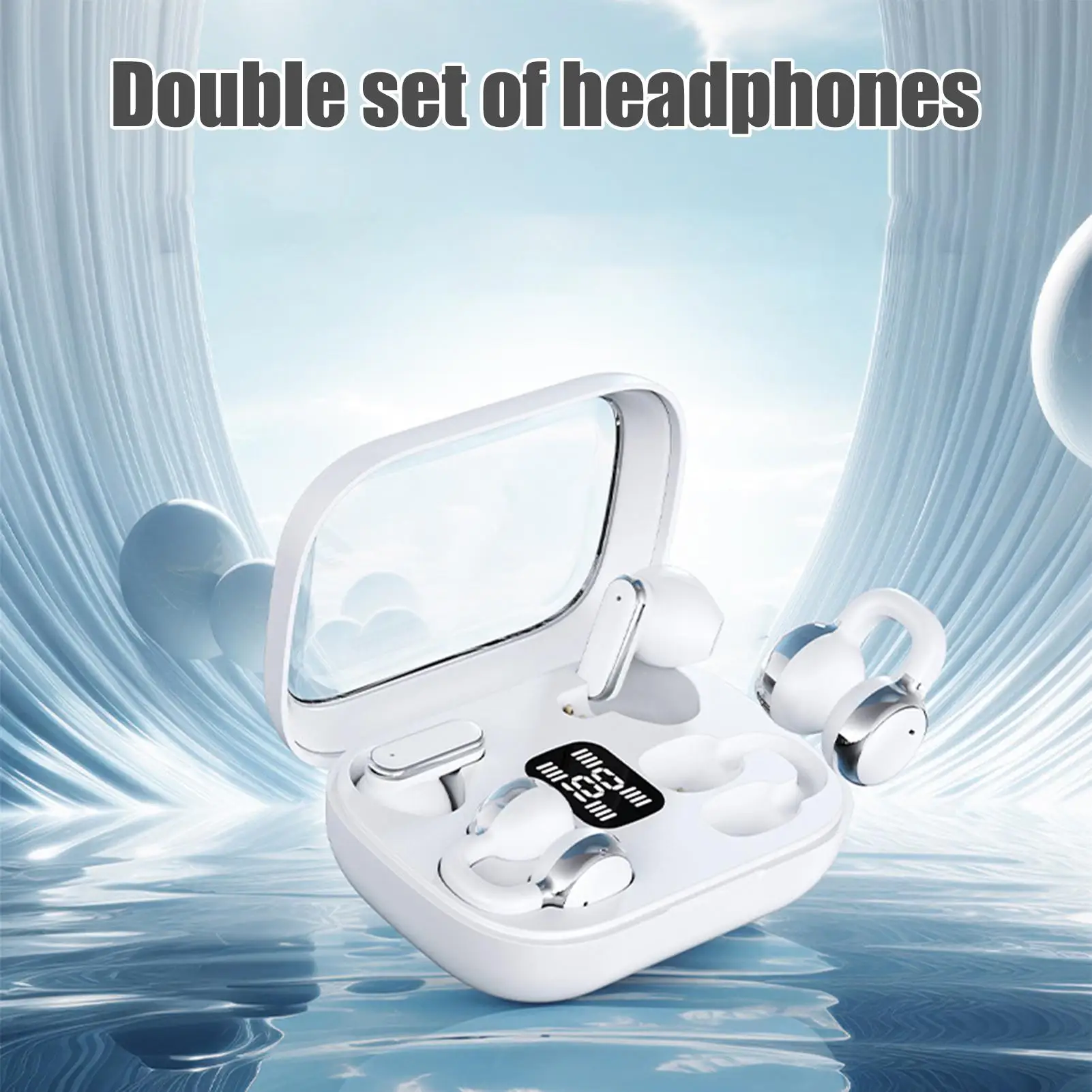 

2 In 1 Wireless Earbuds Clip In-Ear Wireless BT 5.4 Earphones Waterproof Sport Headphone LED Display Electronic Accessories