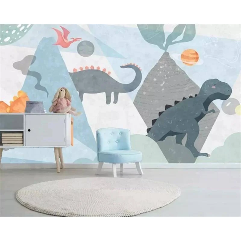 

Cartoon Cute Dinosaur 3D Mural Wallpapers for Children's Room Bedroom Sofa Background Wall Paper Home Decor