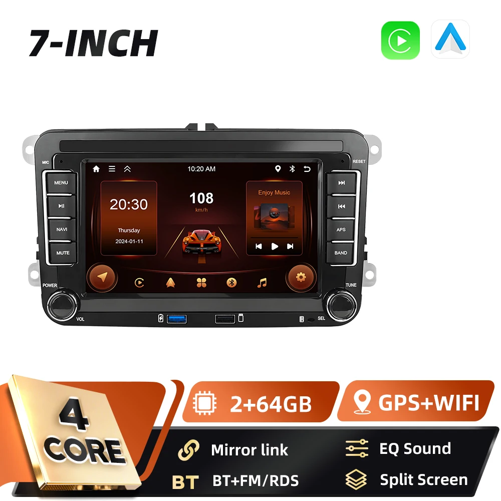 Podofo Carplay 2Din Android Auto Multimedia Speler voor VW SAGITAR JATTA JETTA MAGOTAN Android Auto GPS Mirror Link Auto Audio