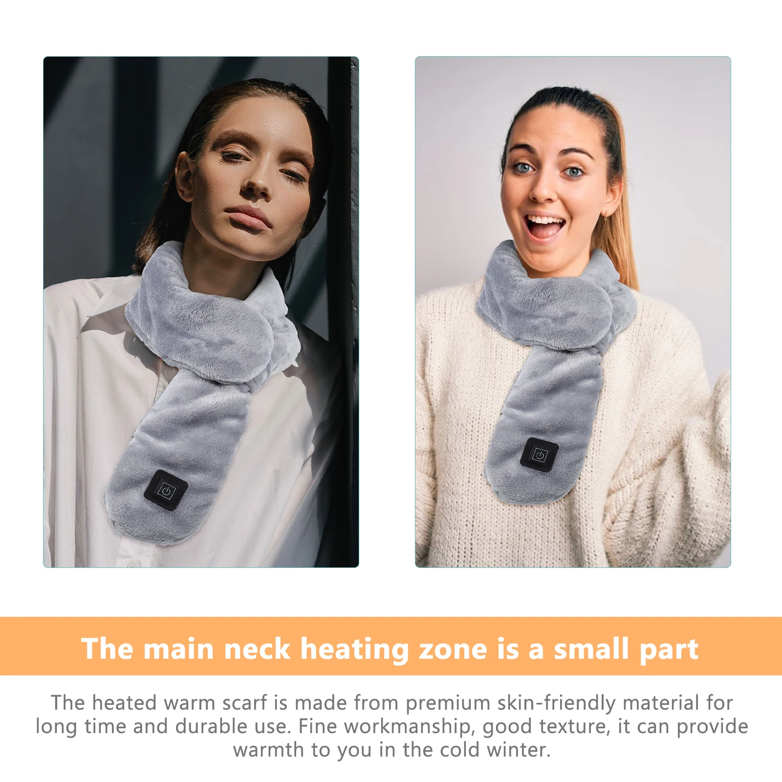 

USB Heating Scarf Warmth Winter Safe Rechargeable Neck Warmer Short Adjustable Temperature