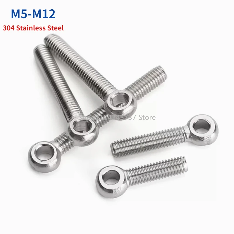 

M5 M6 M8 M10 M12 GB798 304 Stainless Steel Ring Link Bolt Fisheye Eye Slip Hole Anchor Stud Screw