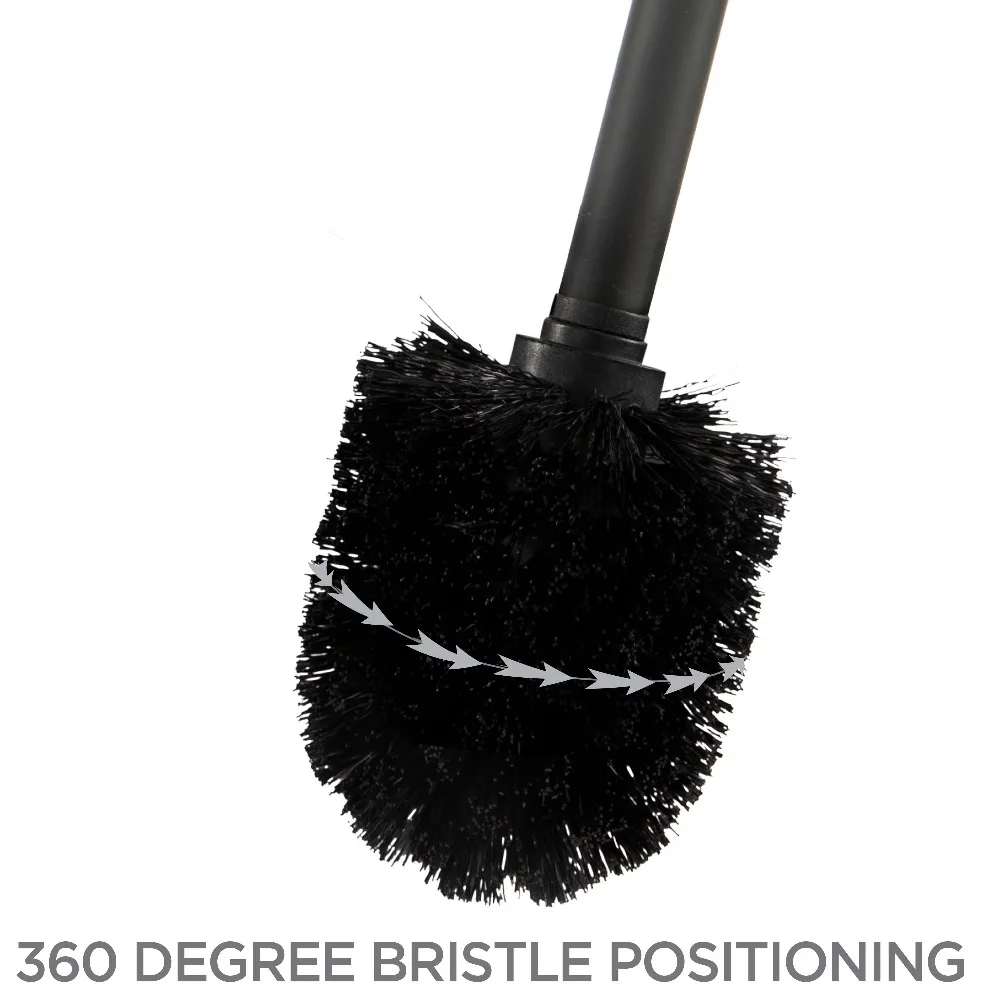 Self Closing Lid Toilet Brush and Holder Set in Modern Matte Black Hygienic Bathroom Cleaning Tool with Stand and Drip Tray for Easy Storage and Odor Control Heavy Duty Scrubber for Efficient Toilet Bowl Stain Removal view 5