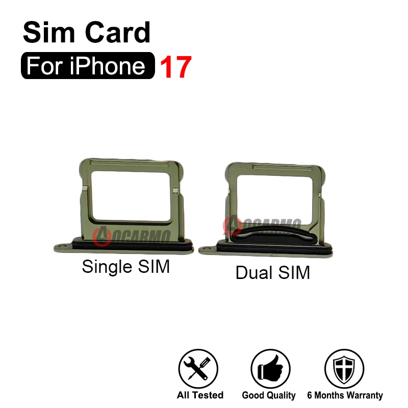 For iPhone 17 Dual SIM Card Single Sim Tray Slot Black Purple Blue Green White Purple eplacement Parts