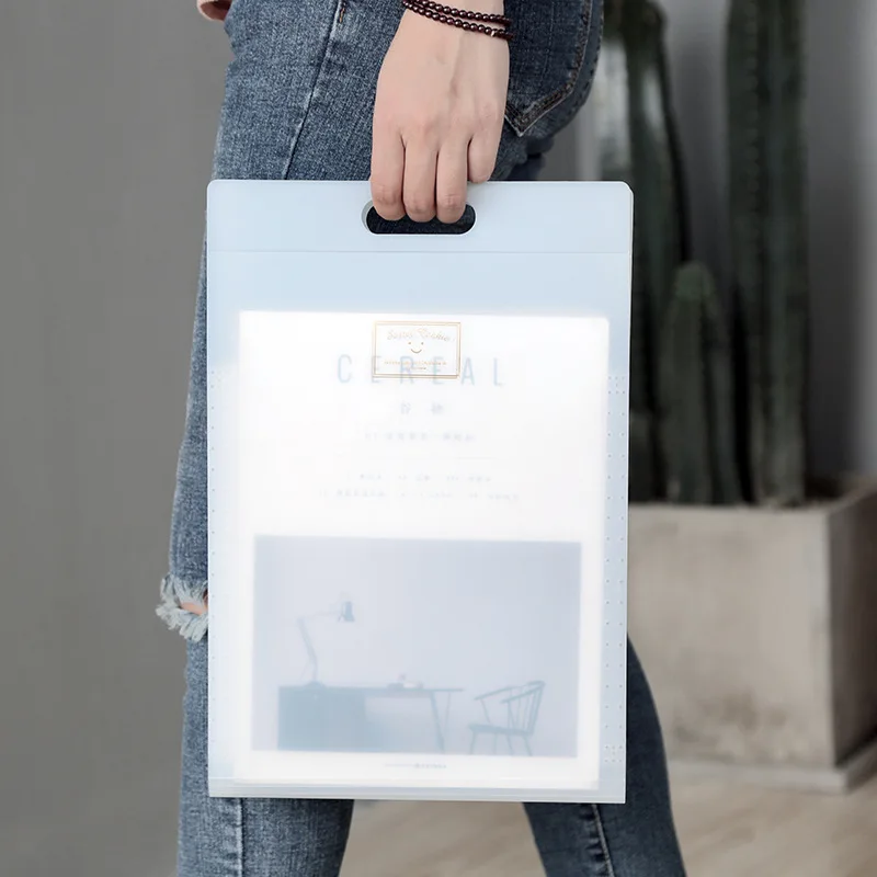 2PCS A4 Storage Bag Portable File  PP File Folder Material  Test Roll Clamp Organ  Multilayer File Package