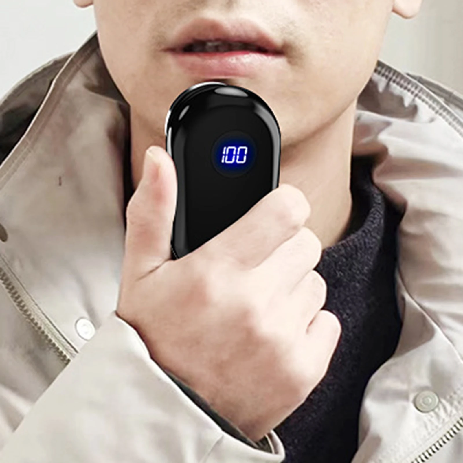 ماكينة حلاقة كهربائية محمولة للوجه من الفولاذ المقاوم للصدأ مدمجة مع أضواء محيطة ملونة خفيفة الوزن للرجال في الهواء الطلق