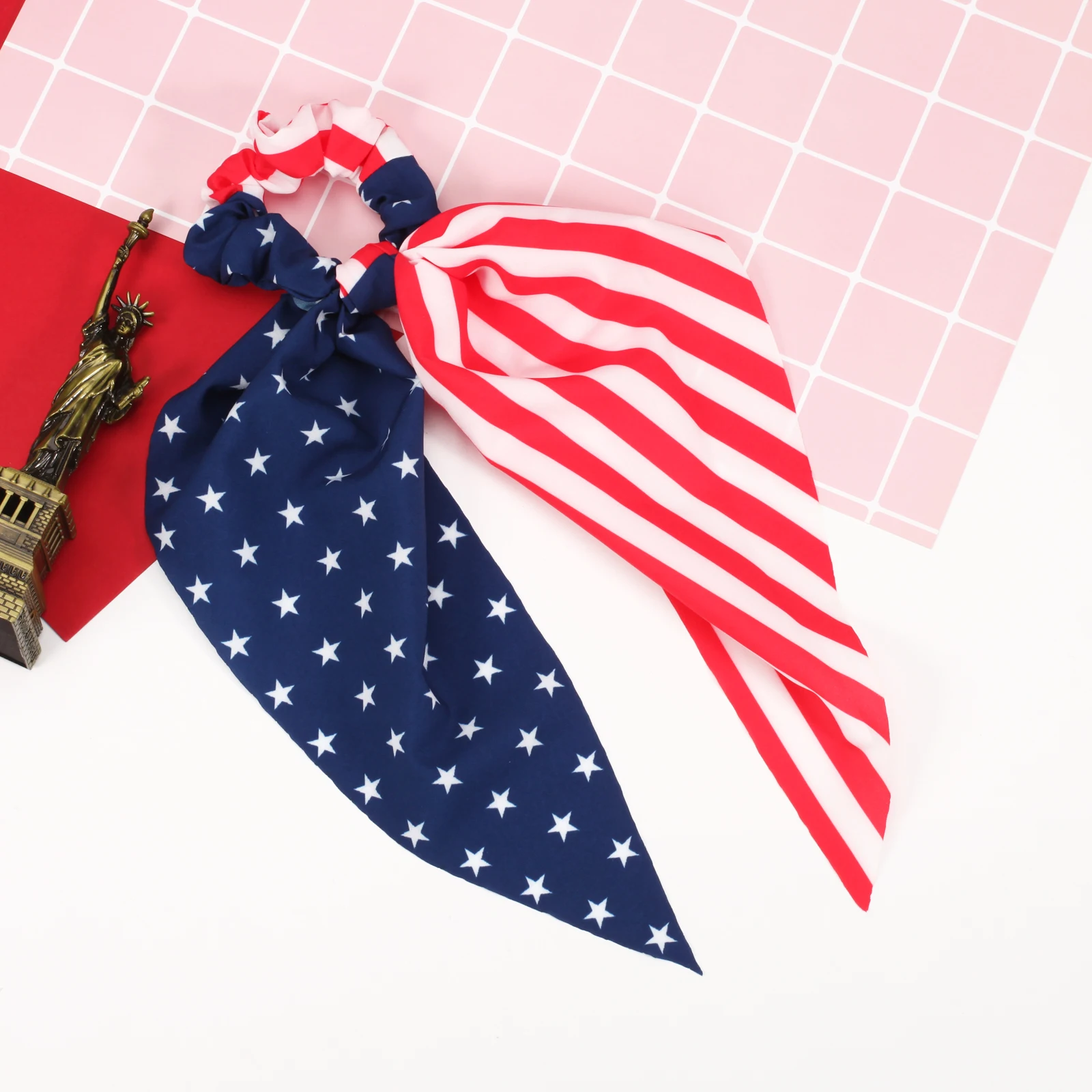 American flag, red, blue and white girl ribbon, American Independence Day women\'s hair band women\'s ribbon