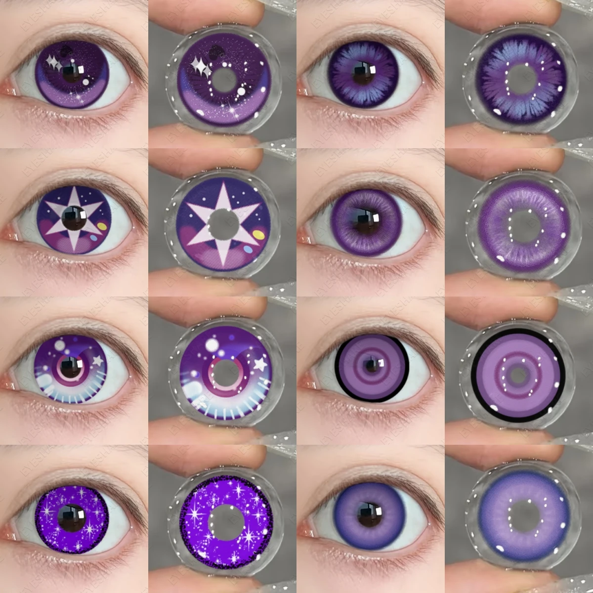 EYESHARE 1 Paar farbige Kontaktlinsen für Augen, Anime, lila farbige Linsen, rosa Cosplay, Halloween, Make-up-Linsen, jährlicher Augenkontakt
