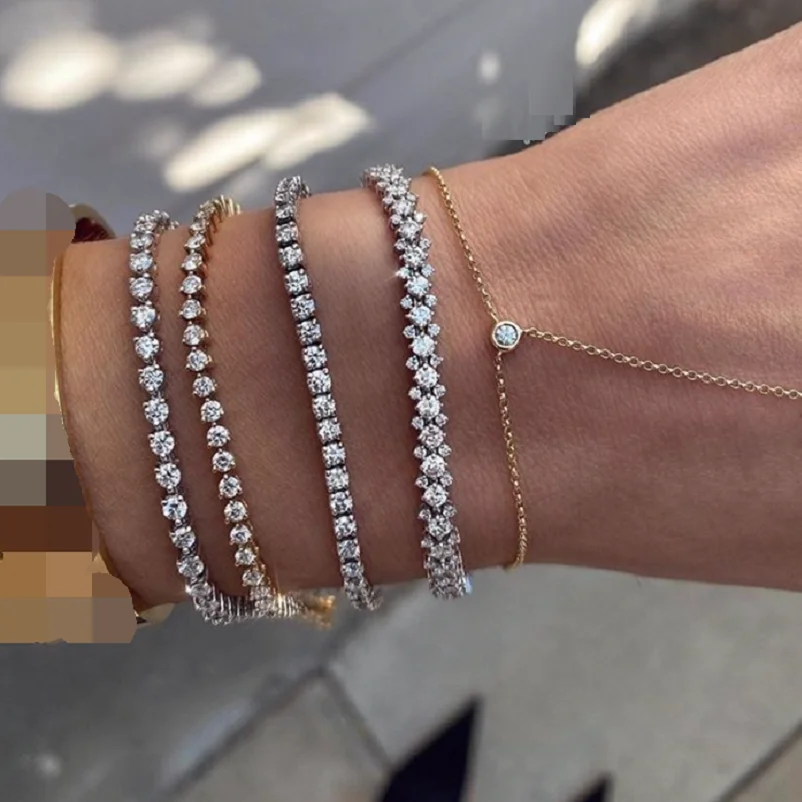 5A Cubic Zirconia Cute Lovely Girl Women Jewelry Panda Charm Link Tennis Chain CZ Bracelet image 2