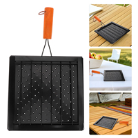 Portable Outdoor Barbecue Tool Wooden Handle Camping Stove Toaster Foldable Black Grill Rack Bread Fish Grilling Accessories